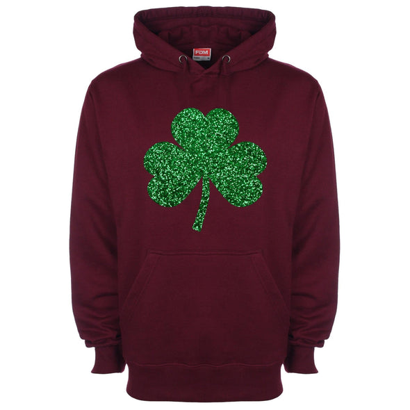 Glitter Shamrock St Patrick's Printed Hoodie - Mr Wings Emporium 