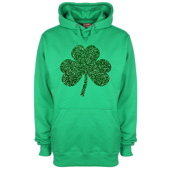 Glitter Shamrock St Patrick's Printed Hoodie - Mr Wings Emporium 