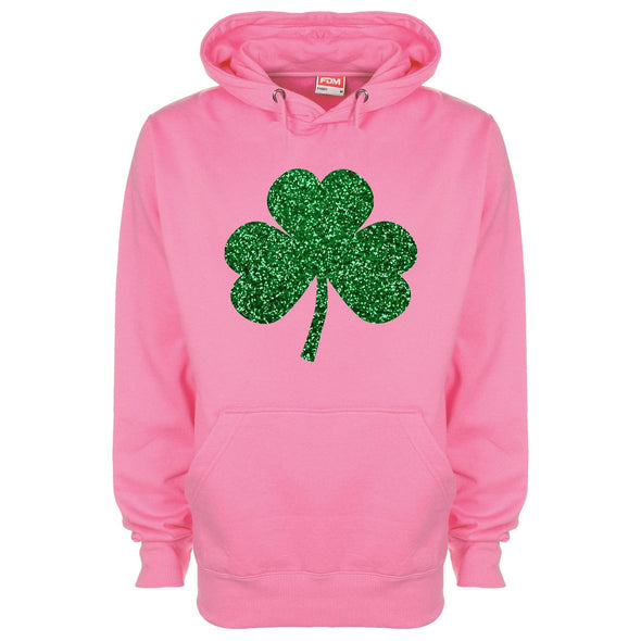 Glitter Shamrock St Patrick's Printed Hoodie - Mr Wings Emporium 