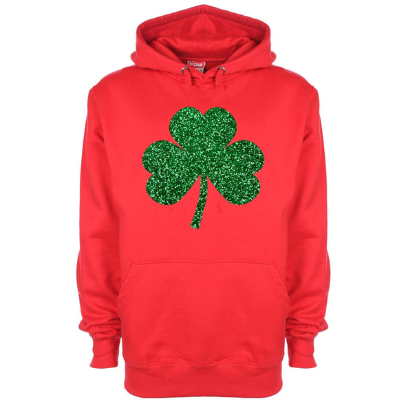 Glitter Shamrock St Patrick's Printed Hoodie - Mr Wings Emporium 