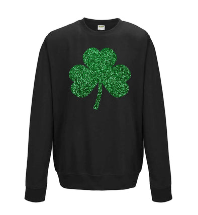 Glitter Shamrock St Patricks Day Printed Sweatshirt - Mr Wings Emporium 