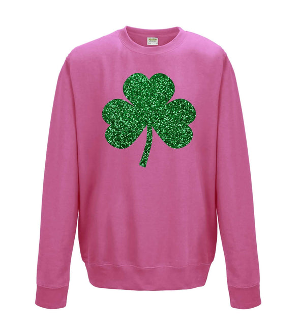 Glitter Shamrock St Patricks Day Printed Sweatshirt - Mr Wings Emporium 