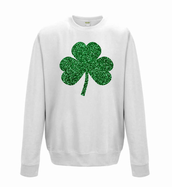 Glitter Shamrock St Patricks Day Printed Sweatshirt - Mr Wings Emporium 