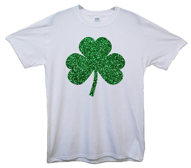 Green Glittter Shamrock St Patrick's Printed T-Shirt - Mr Wings Emporium 