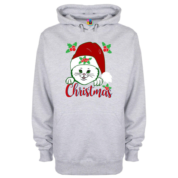 Cat In Santa Hat Printed Hoodie - Mr Wings Emporium 