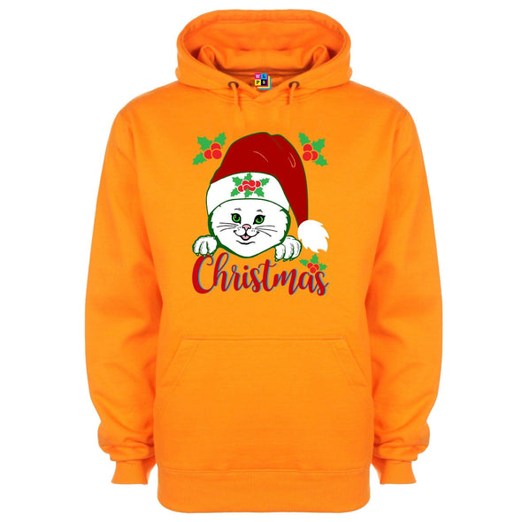 Cat In Santa Hat Printed Hoodie - Mr Wings Emporium 