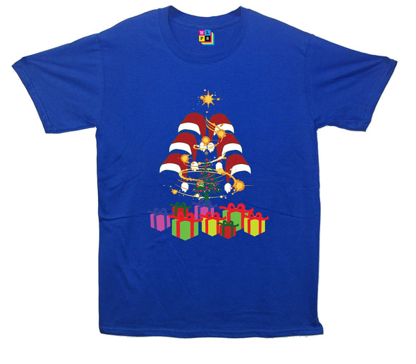 Christmas Presents, Santa Hats & Tree Printed T-Shirt - Mr Wings Emporium 