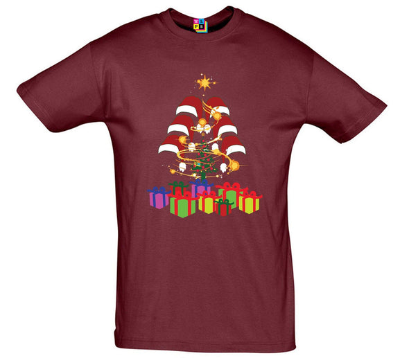 Christmas Presents, Santa Hats & Tree Printed T-Shirt - Mr Wings Emporium 