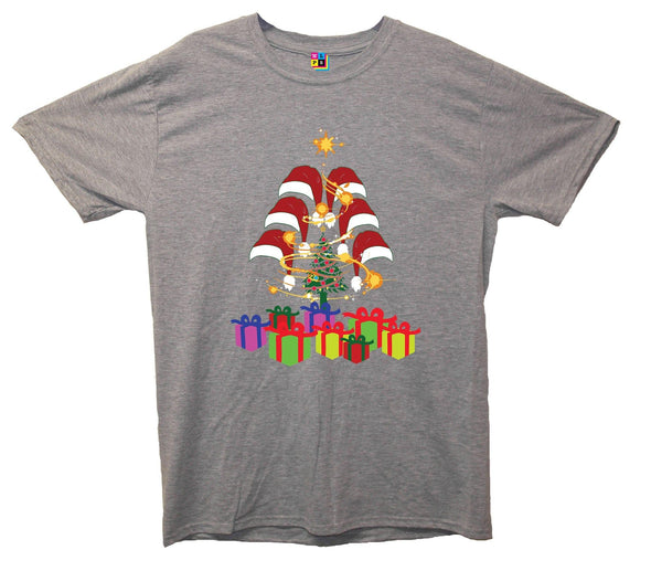 Christmas Presents, Santa Hats & Tree Printed T-Shirt - Mr Wings Emporium 