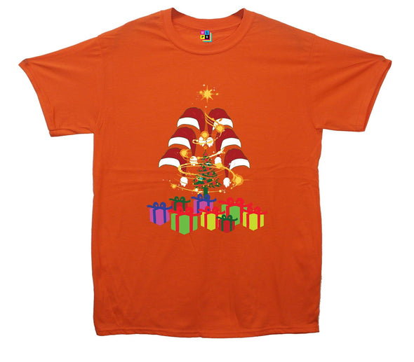 Christmas Presents, Santa Hats & Tree Printed T-Shirt - Mr Wings Emporium 