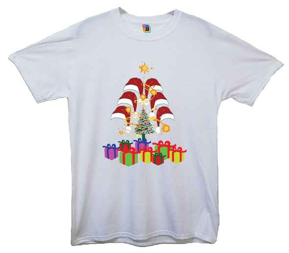 Christmas Presents, Santa Hats & Tree Printed T-Shirt - Mr Wings Emporium 