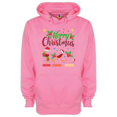 Drink Drank Drunk Merry Christmas Printed Hoodie - Mr Wings Emporium 