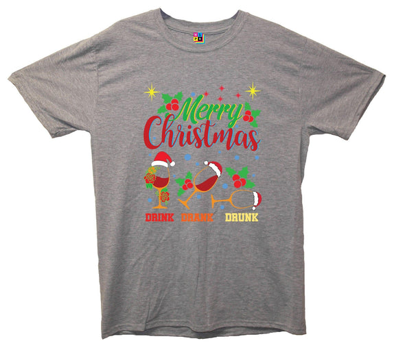 Drink Drank Drunk Merry Christmas Printed T-Shirt - Mr Wings Emporium 