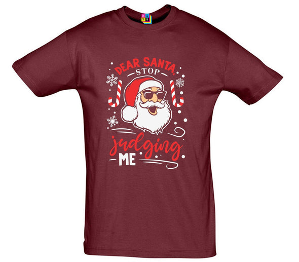 Dear Santa, Stop Judging Me Printed T-Shirt - Mr Wings Emporium 