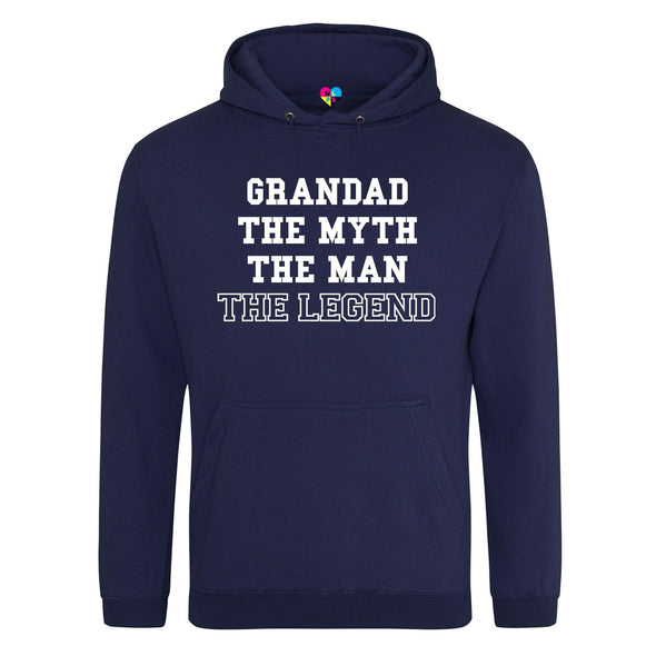 Grandad The Myth The Man The Legend Printed Hoodie - Mr Wings Emporium 