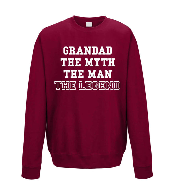 Grandad The Myth The Man The Legend Printed Sweatshirt - Mr Wings Emporium 