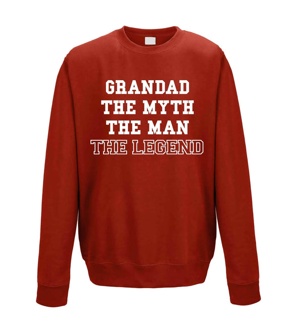 Grandad The Myth The Man The Legend Printed Sweatshirt - Mr Wings Emporium 