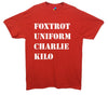 Foxtrot Uniform Charlie Kilo Pohnetic Alaphabet Printed T-Shirt - Mr Wings Emporium 