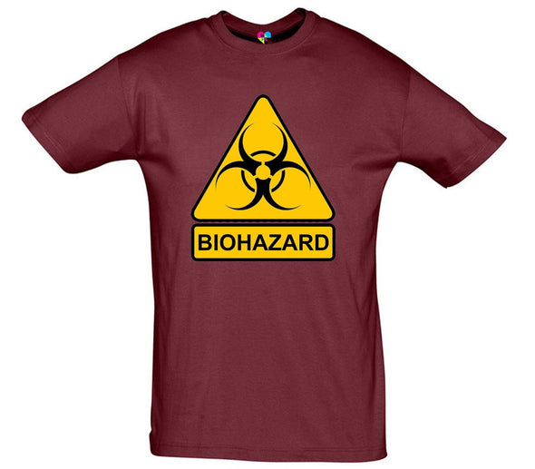Biohazard Warning Sign Burgundy Printed T-Shirt