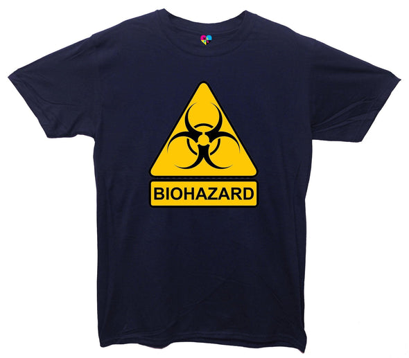 Biohazard Warning Sign Navy Printed T-Shirt 