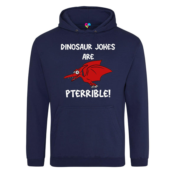 Dinosaur Jokes Are Pterrible Printed Hoodie - Mr Wings Emporium 