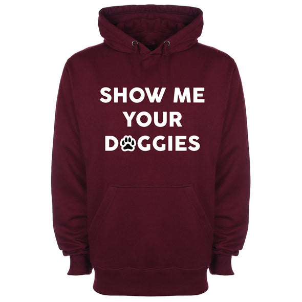 Show Me Your Doggies Burgundy Printed Hoodie
