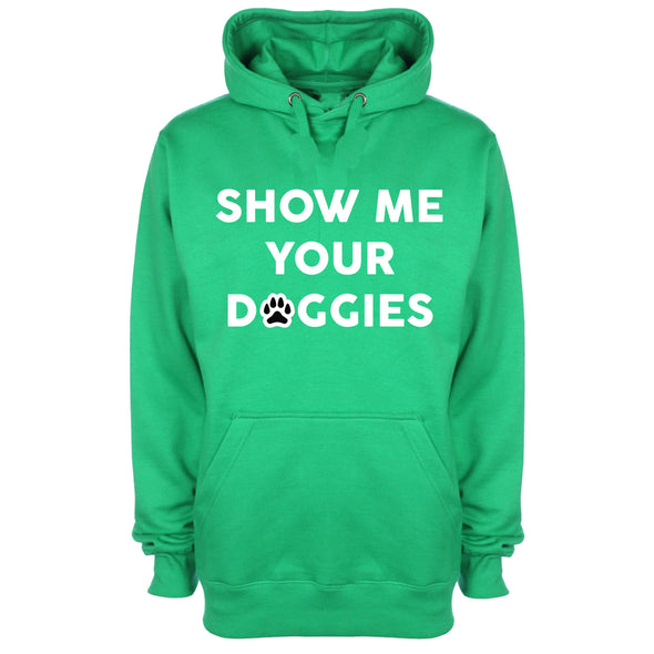 Show Me Your Doggies Green Printed Hoodie