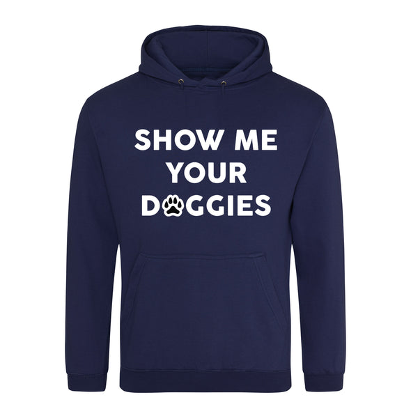 Show Me Your Doggies Navy Printed Hoodie