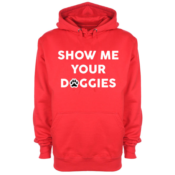 Show Me Your Doggies Red Printed Hoodie