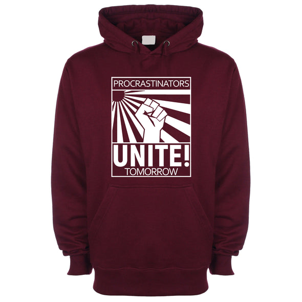 Procrastinators Unite! Tomorrow Burgundy Printed Hoodie