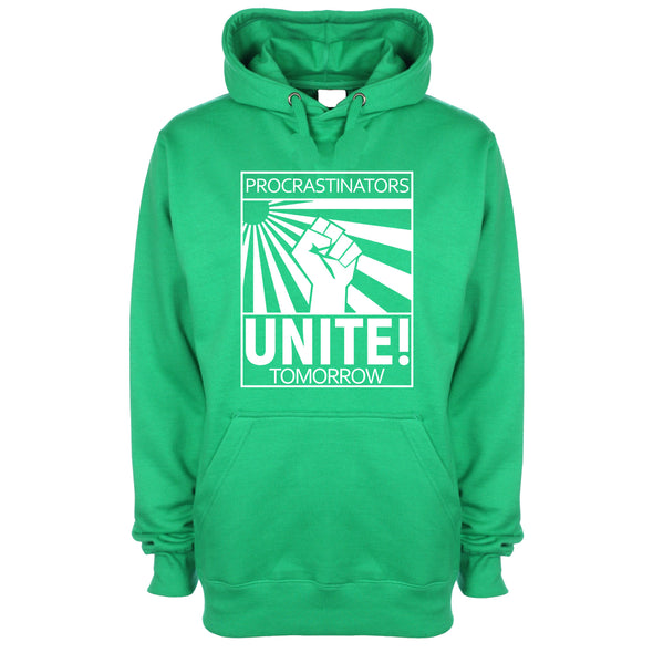 Procrastinators Unite! Tomorrow Green Printed Hoodie