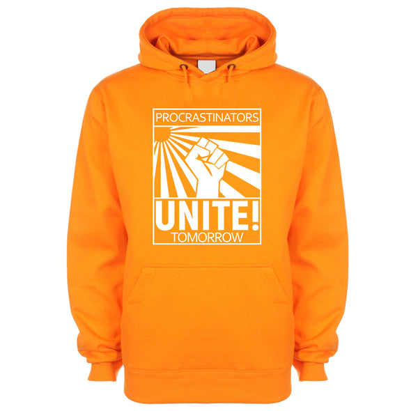 Procrastinators Unite! Tomorrow Orange Printed Hoodie