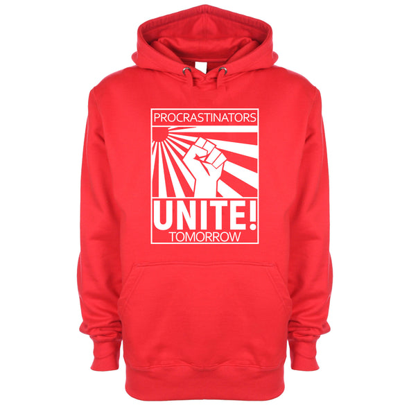 Procrastinators Unite! Tomorrow Red Printed Hoodie