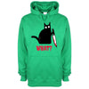 Kitty With A Knife, What! Green Printed Hoodie