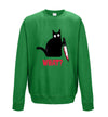 Kitty With A Knife, What! Green Printed Sweatshirt