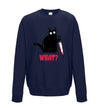 Kitty With A Knife, What! Navy Printed Sweatshirt
