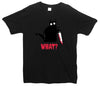 Kitty With A Knife, What! Black Printed T-Shirt