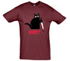 Kitty With A Knife, What! Burgundy Printed T-Shirt