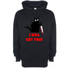 I Will Cat You Navy Printed Hoodie