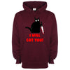 I Will Cat You Burgundy Printed Hoodie