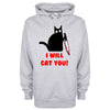 I Will Cat You Grey Printed Hoodie