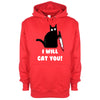 I Will Cat You Red Printed Hoodie