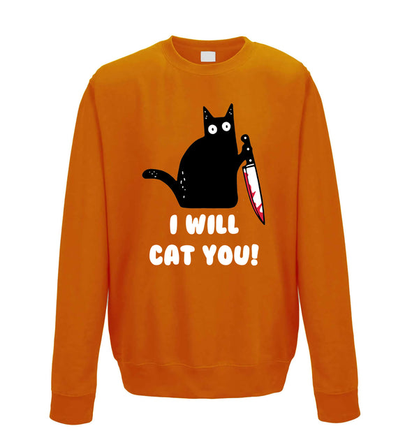 I Will Cat You Orange Printed Sweatshirt