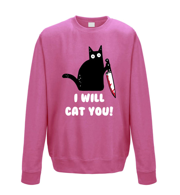 I Will Cat You Pink Printed Sweatshirt