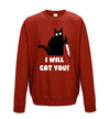 I Will Cat You Red Printed Sweatshirt