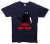I Will Cat You Navy Printed T-Shirt