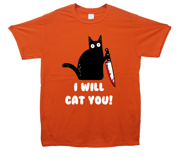I Will Cat You Orange Printed T-Shirt