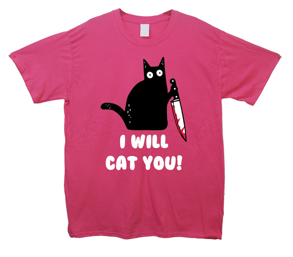 I Will Cat You Pink Printed T-Shirt