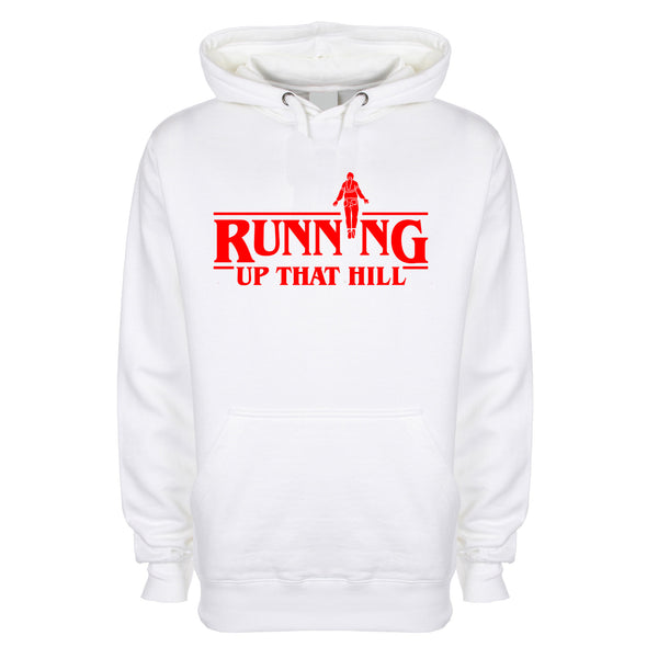 Running Up That Hill White Printed Hoodie