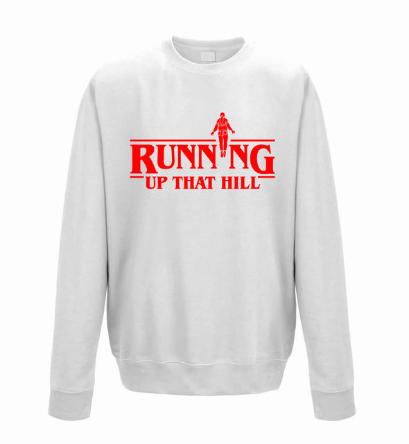 Running Up That Hill White Printed Sweatshirt